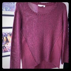 Burgundy tunic style sweater